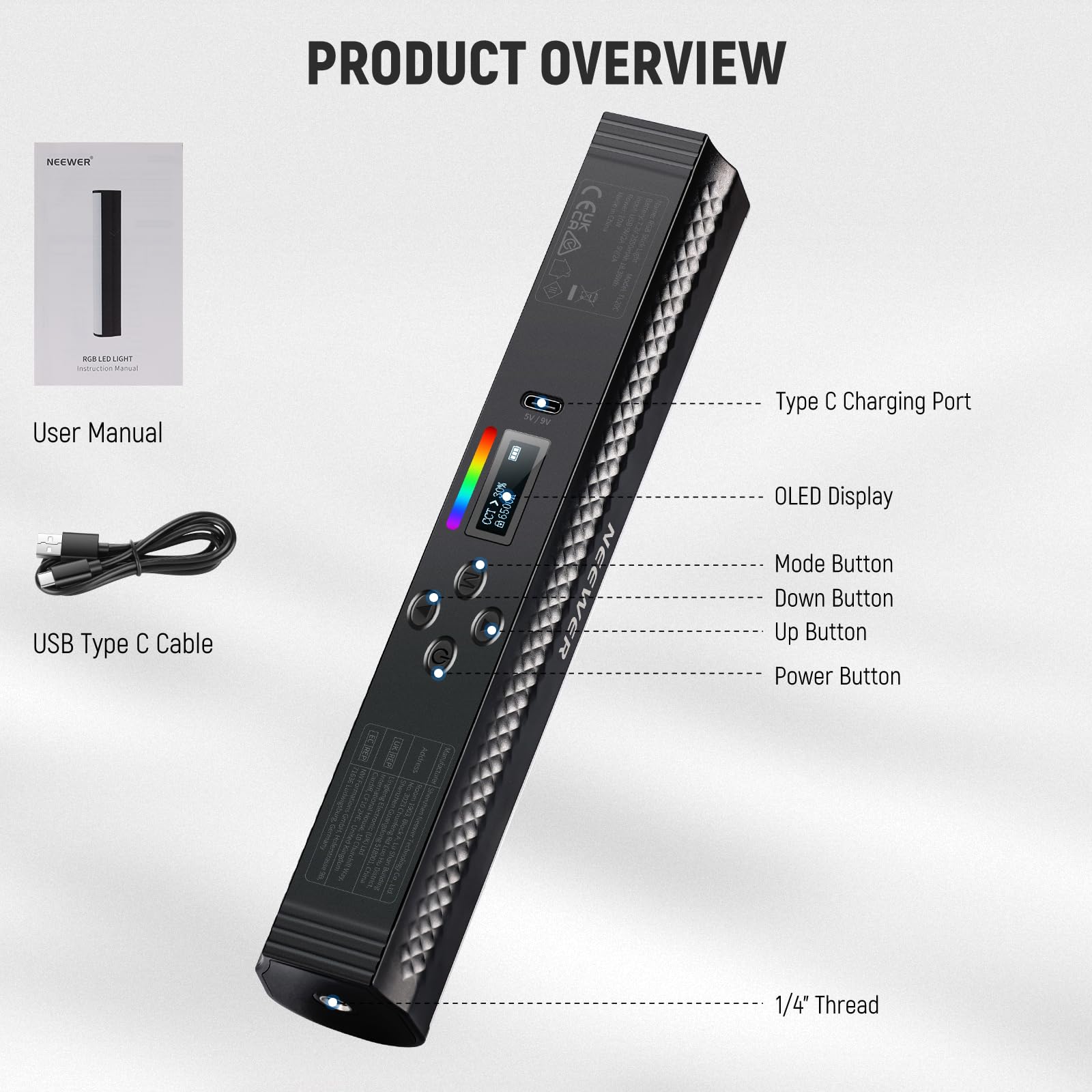 NEEWER RGB Light Wand with APP - Torjim Rgb Photography Video Lighting recension och pris